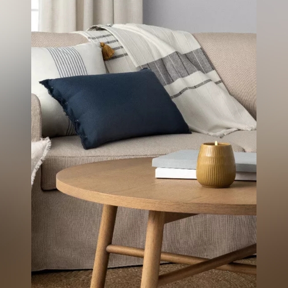 Hearth Hand Magnolia Sour Cream Black Stripe Throw Blanket Fringed Nwot - Picture 1 of 4